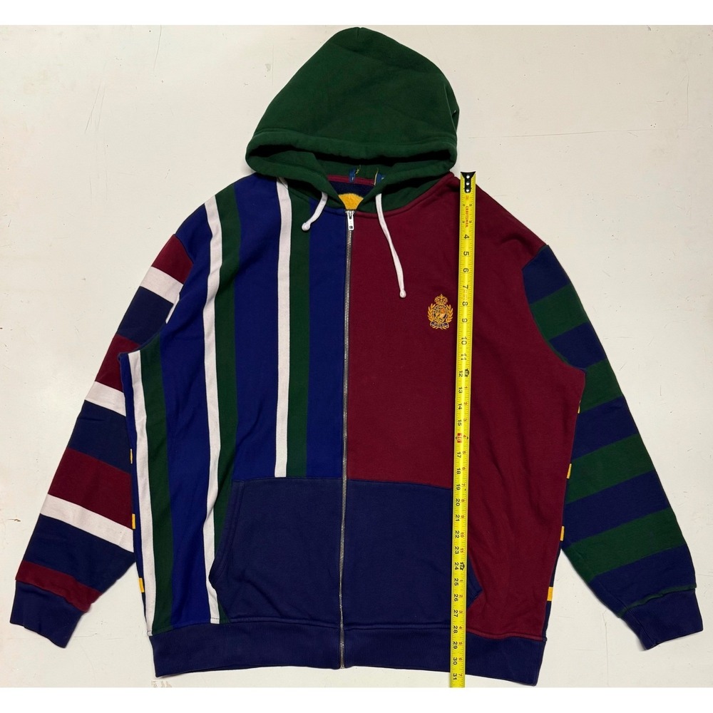 Polo Ralph Lauren Colorblock Stripe Zip Hoodie Mens 3XLT‎ Big Tall Crest Fleece